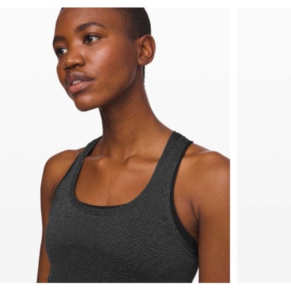Lululemon Swiftly Speed Racerback Tank Top *Shine Black / White / Silver Size 8